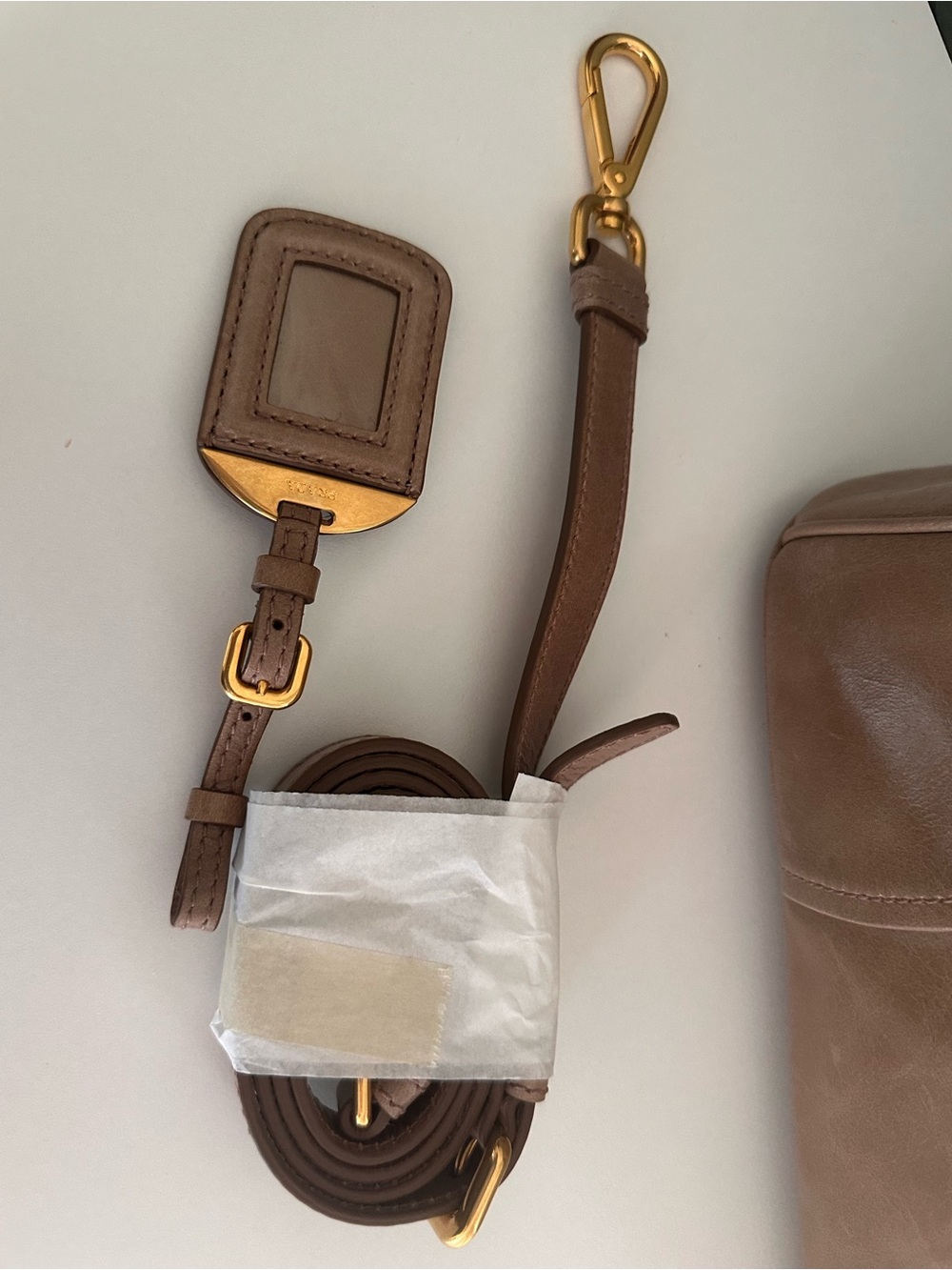 Prada taupe leather tote with gold hardware - Picture 7 of 7
